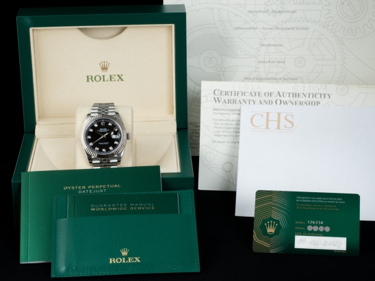 Rolex Datejust 41 Nero Jubile Black Onyx Diamonds Dial - Full Set  Watch  126334